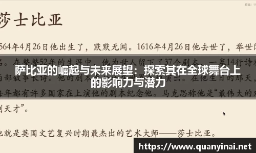 萨比亚的崛起与未来展望：探索其在全球舞台上的影响力与潜力